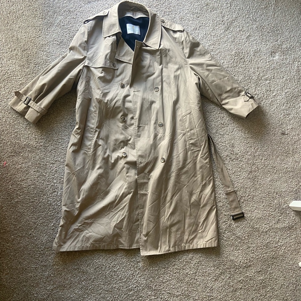 bill blass Tan Double-Breasted Trench Coat